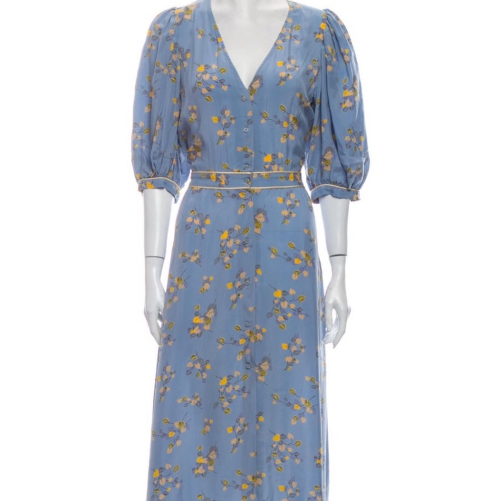 Sessun blue and gold/yellow poplin dress